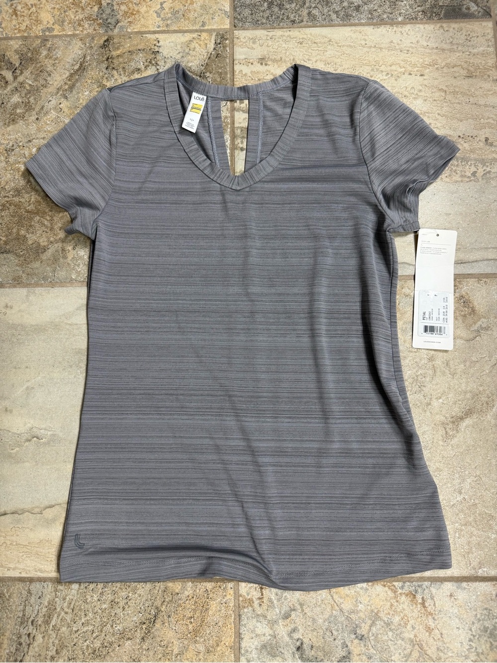 Lole  Women’s Gray V-Neck Short Sleeve Top size Small